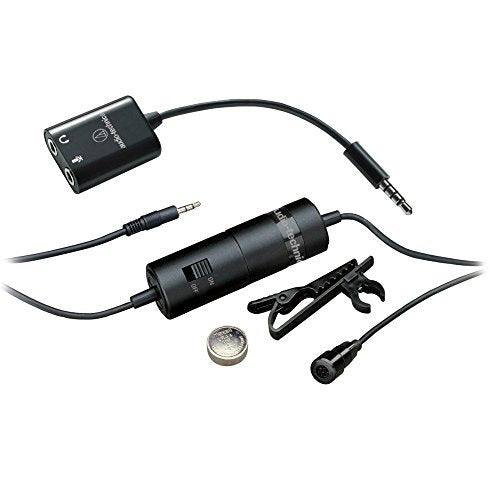 Audio-Technica ATR-3350IS Omnidirectional Condenser Lavalier Mic with Smartphone Adapter Microphones