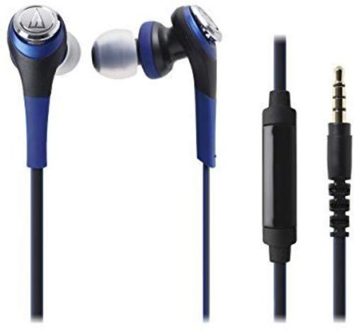 Audio-Technica ATH-CKS550iSBL Solid Bass In-Ear Headphones with In-Line Microphone & Control, Blue Headphone