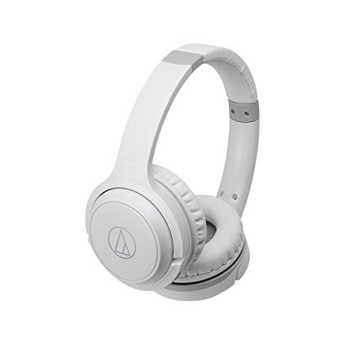 Audio-Technica ATH-S200BTWH Bluetooth Wireless On-Ear Headphones with Built-In Mic & Controls, White Headphone