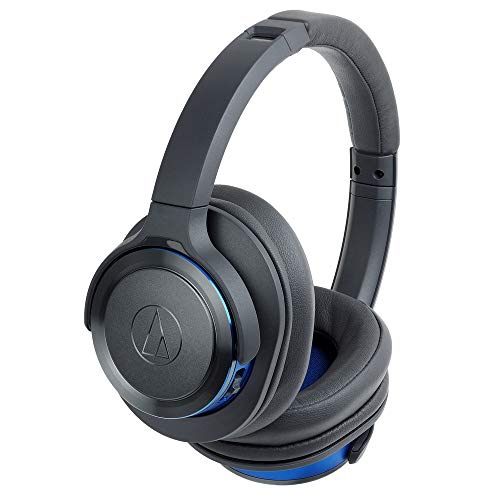 Audio-Technica ATH-WS660BTGBL Solid Bass Bluetooth Wireless Over-Ear Headphones with Built-In Mic & Control, Gunmetal/Blue Headphone