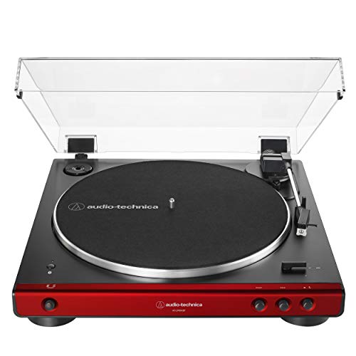 Audio-Technica AT-LP60XBT-RD Fully Automatic Belt-Drive Stereo Turntable, Red/Black Turntables