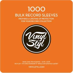 Vinyl Styl Vinyl Styl - 12.75" X 12.75" 3 Mil Protective Outer Record Sleeve 1000ct Bulk Pack Vinyl Accessories